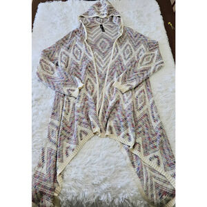 Glamsia Women's Multicolored Hooded Cardigan Sweater. Size XL